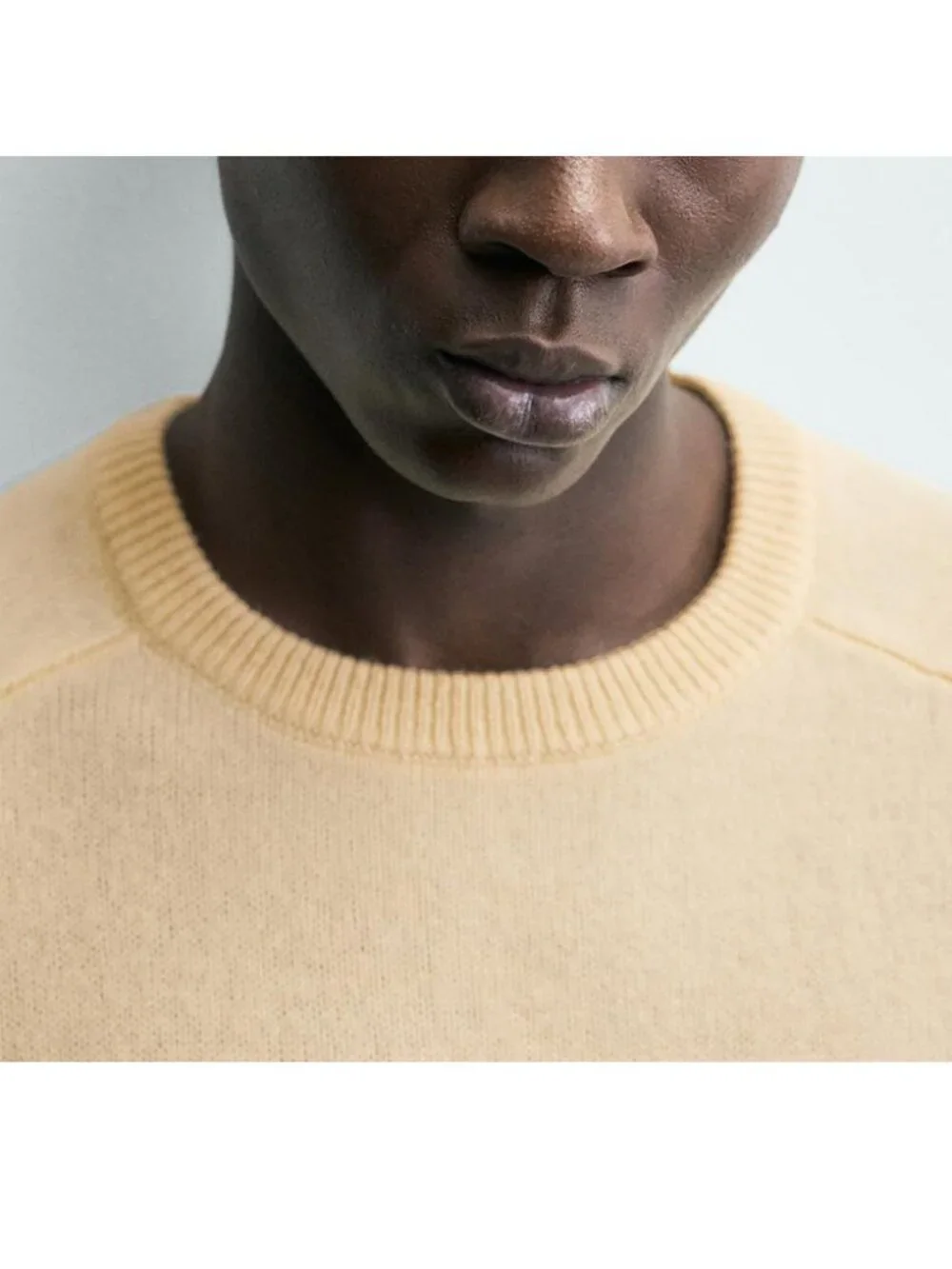 NEW Zara Men's Regular Fit Wool Cashmere Blend Crewneck Sweater Jumper Butter L